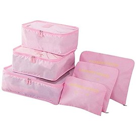 Go2buy 6pcs Travel Luggage Organizer Set Backpack Storage Pouches Suitcase Packing Bags (Pink)