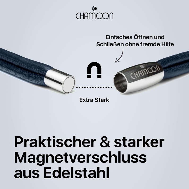 Chamoon® Premium Leather Bracelet for Women, Magnetic Closure, Stainless Steel,