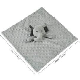 BORITAR Elephant Baby Security Blanket Soft Minky Dot Fabric Lovey Blanket with Lovely Animal Pattern Backing, Stuffed Plush Cuddle Newborn Blankie 14 Inch