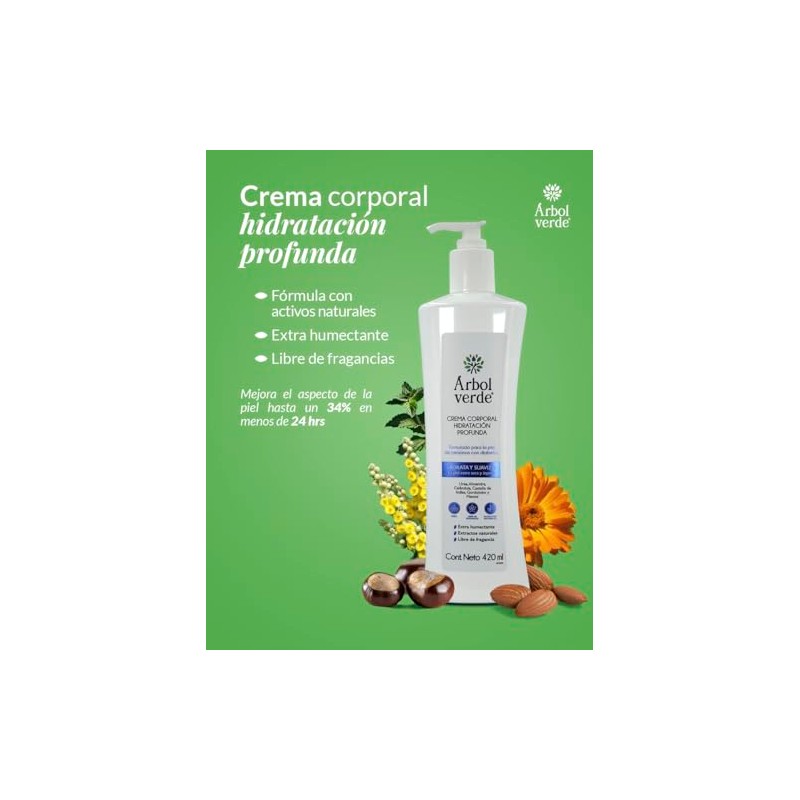 Arbol Verde Crema Corporal Hidratación Profunda