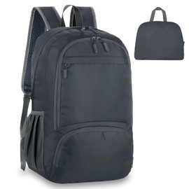 flintronic Lightweight Foldable Backpack, 15L Small Hiking Rucksack, Unisex Water Resistant Walking Backpack for Outdoor Sports, Hiking, Travelling, Walking, Camping (Grey)