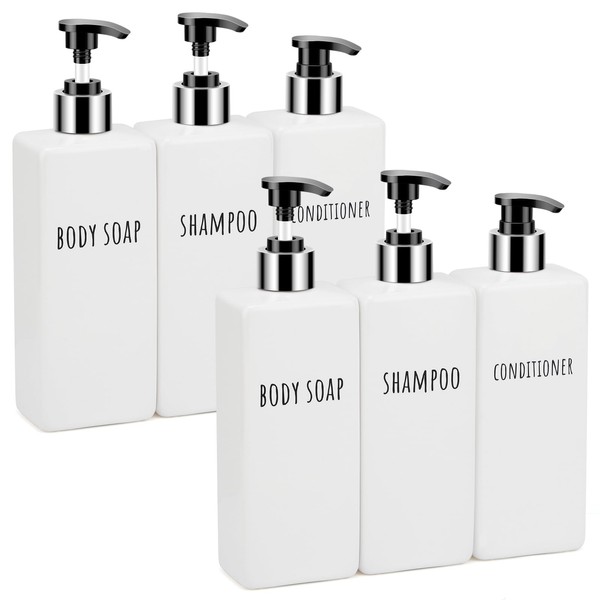Segbeauty Plastic Shampoo and Conditioner Bottles, Set of 6 Refillable