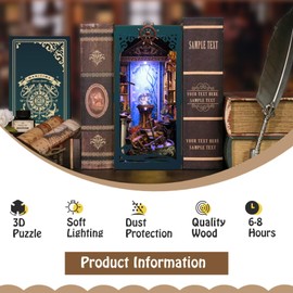 MATAHARAGA DIY Book Nook Kit for Adults with LED Lights and Dustproof Cover, Creative Gifts for Book Lovers, Home Office Desk Decoration