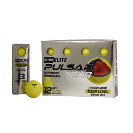 Nitro Elite Pulsar Tour-Level 3-Piece Urethane Matte Yellow Golf Ball- 12 pk