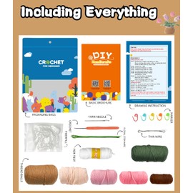 Ktmeor Crochet Kit for Beginners,Crochet Starter Kit with Step-by-Step Video Tutorials,Learn to Crochet Kits for Adults and Kids,DIY Knitting Supplies,40% Extra Practice Yarn-Tulip