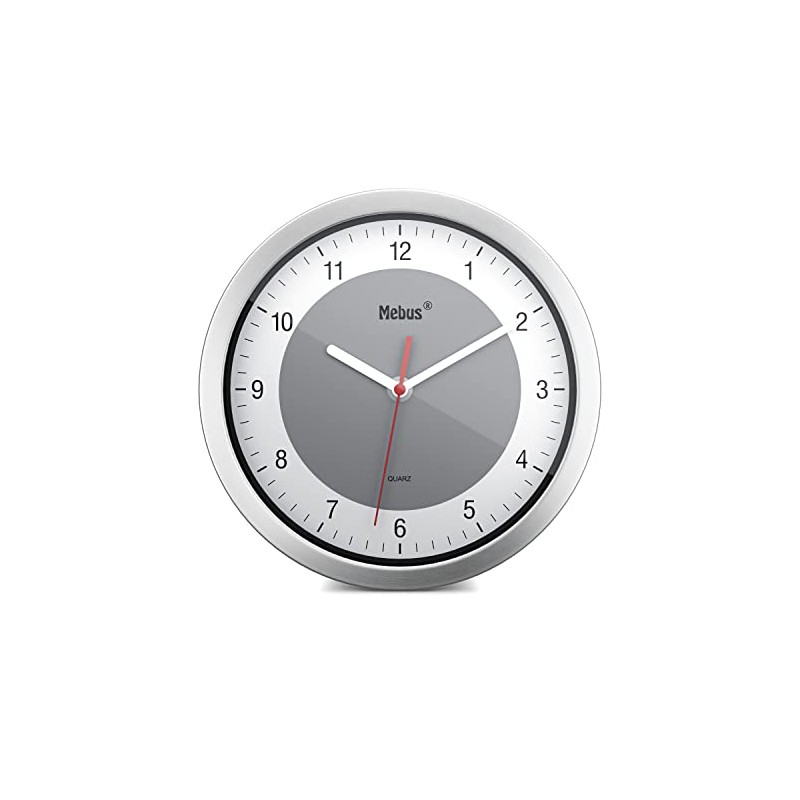 Mebus Model: 16210 Quartz Wall Clock/Small Clock for Small Spaces/Silver