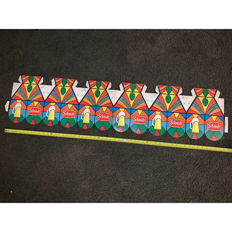 Schmidt Vtg 70s 80s Schmidt Beer Sign Cardboard Faux Stained