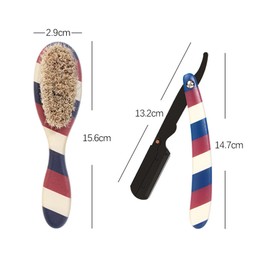 CestoMen Professional Barber Straight Edge Razor and Barber Fade Brush Set Include 5 Blades, Straight Razor for Men Close Shaving & Hair Cutting (Red/White/Blue)