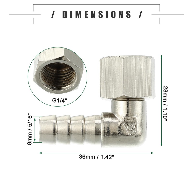 Motoforti Universal Car 90 Degree Brass Fitting Hose Adapter, Hose