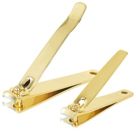 Rocutus 2pcs Portable Nail Scissors Set - Adult Pedicure Clippers and Small Household Foot Manicure Tools (Gold)