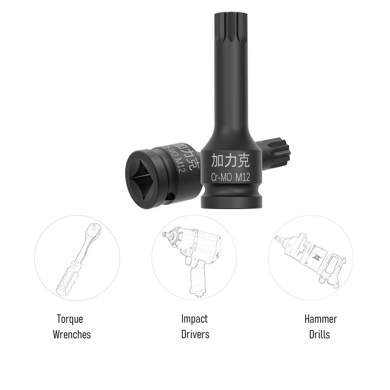 FOCMKEAS 1/2-Inch Drive x M12(12mm） Impact XZN Triple Square Spline