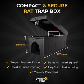 Pest-X Pro Pest X Pro Shadow Professional Rat Trap Box - 2X, Safe For Kids & Pets, Heavy Duty Rodent Trap Station, Reusable & Easy To Set For Indoors & Outdoors, Rat Traps That Kills Instantly