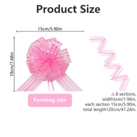 TRACOMPAN 5 PCS 6-Inch Organza Pull Bows Large Ribbon Bows for Gift Wrapping Presents Baskets Wedding Cars Birthday Valentine's Day Christmas Decorations Pink