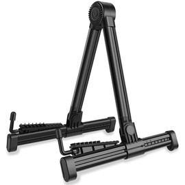 UPELLA Guitar Stand, Lightweight A-Frame Guitar Floor Stand, ABS Plastic Guitar Rack, Foldable Guitars Holder for Bass, Banjo, Cello, Mandolin, Guitar Accessories (Black)