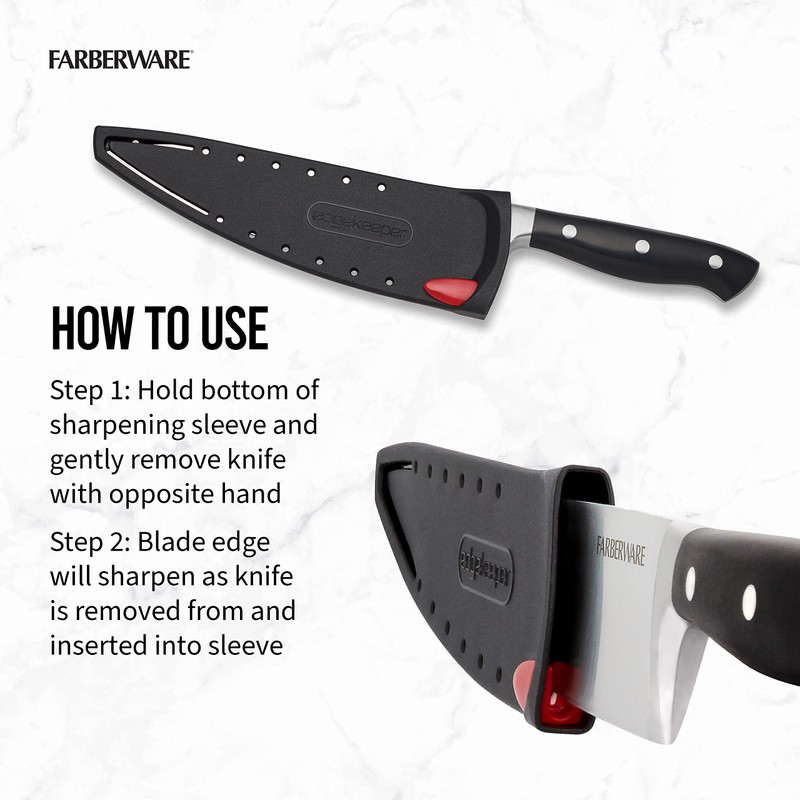 Farberware Edgekeeper 8-Inch Forged Triple Riveted Chef Knife with Self-Sharpening