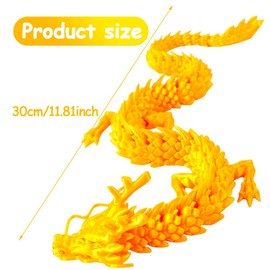 3D Printed Dragon Fidget Toy,Articulated Dragon Crystal Dragon,Crystal Dragon With Dragon,Flexible Crystal Dragon Figurine Decor, Home Office Decor Desk Toys,Laser Printed - Gold
