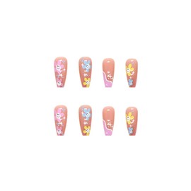 24 Pieces Nail Square Glitter Florets Lovely Child Heart Nail Tips