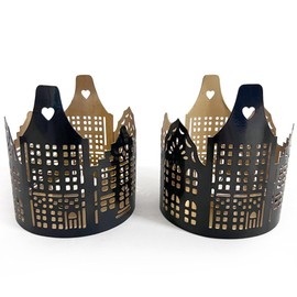 Set of 2 black & gold Tealight Holders – elegant home décor accessories
