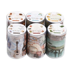 DONGKER PET Tape Scrapbooking Stickers, 6 Rolls Decorative Scrapbook Stickers for Junk Journaling, Scrapbooking, Crafting, DIY Projects, Diaries,Art Supplies