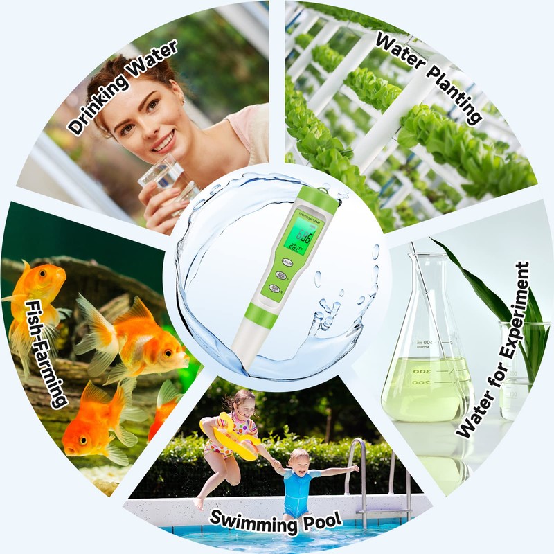 Ehomfy PH Meter PH Value Meter 4 in 1 Pool