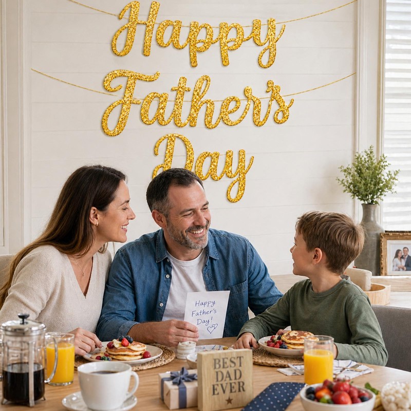 Happy Father’s Day Banner Garland – Glitter Paper Script Letter