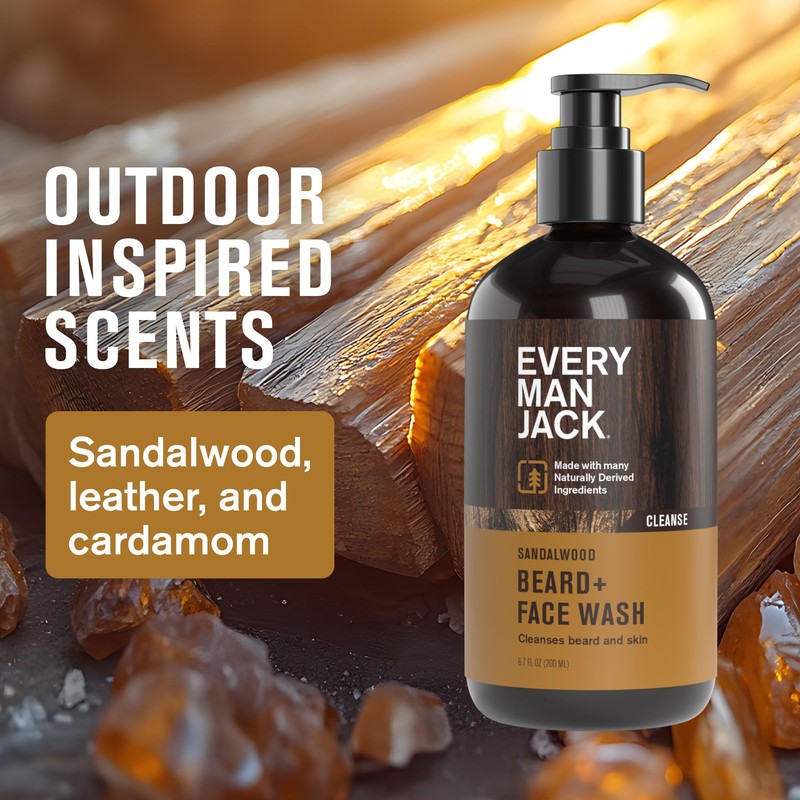 Every Man Jack Sandalwood Beard Wash - Cleanse, Soften, and