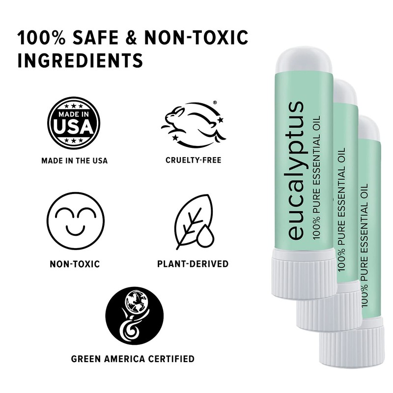 MOXĒ Eucalyptus Essential Oil Nasal Inhaler, Sinus & Congestion Relief,