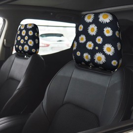 DITXIT Sunflower Daisy Floral Universal Car Headrest Cover Soft Car Seat Head Rest Cover Accessories Protector Fabric Head Rest Coverings for SUV Cars Truck Auto - Set of 2