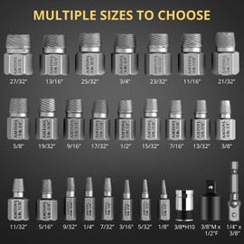 AMTOVL 27PCS Screw Extractor Set - with Adapter Hex Head Multi-Spline Easy Out Bolt Extractor Tool, 1/2" 3/8" Inch Drive Hex Head