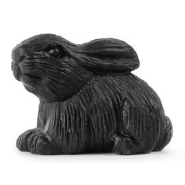 Artistone 2.0" Black Obsidian Crystal Rabbit Statue Figurine,Hand Carved Gemstone Bunny Animal Carvings Sculpture Crafts for Home,Garden,Lawn Yard Decor Ornament Farm