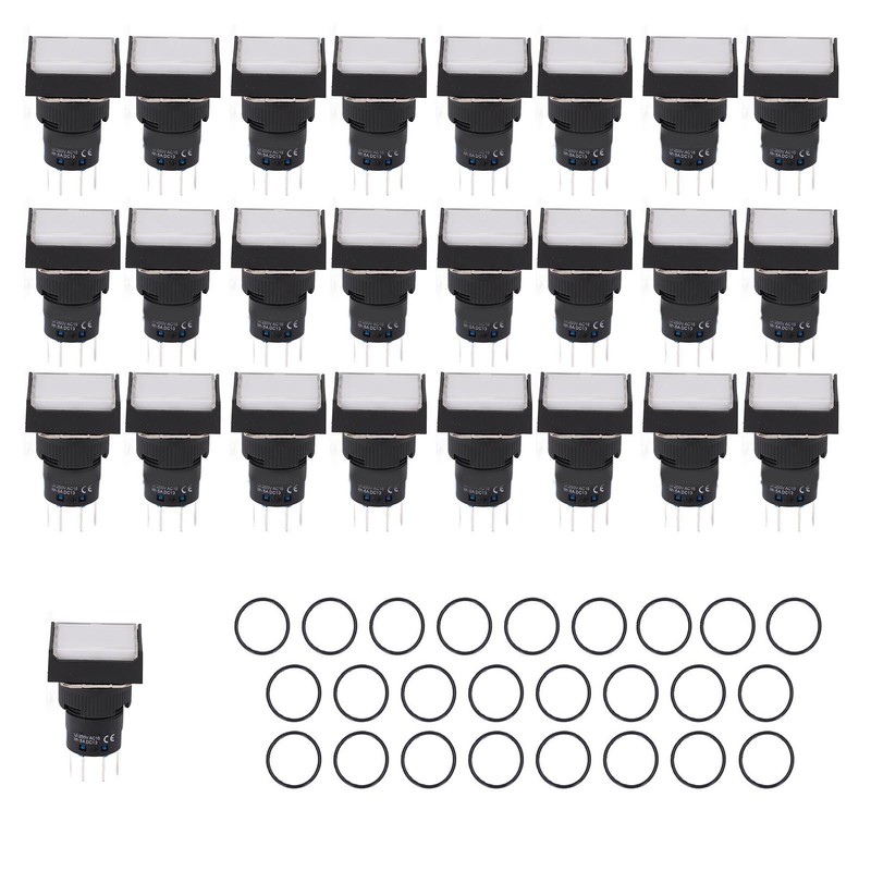 25 Pcs Industrial Push Button Switch Self Locking Push Button