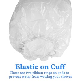 Yzurbu 400pcs Disposable Sleeves, Plastic Waterproof Sleeve Protector for Arm with Elastic on Cuff - White