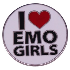 GuDeKe - Broche de solapa esmaltado con texto "I Love Emo Girls gótico" para mujer, regalo para mochilas, Cobre, No es una piedra preciosa