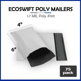 EcoSwift 75 4x6 EcoSwift Poly Mailers Plastic Envelopes Shipping Mailing Bags 1.7MIL