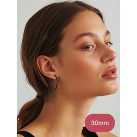 Black Lightweight Large Hoops | 30mm Black Hoop Earrings for Women