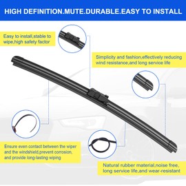 ANIKLUIM® 22"+20" Wiper Blades with 9" Rear Wiper Blade Set Replacement for 2021-2024 Ford Bronco Sport Windshield Wipers Original Factory Quality (Pack of 3)
