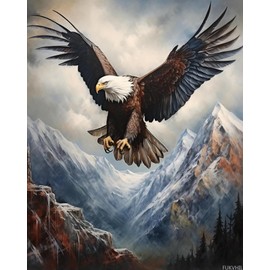 FUKVHIL Paint by Number Colouring, Animal Eagle Bird Landscape, Easy DIY Acrylic Paint by Numbers, Oil Painting for Adults Beginners, 40x50cm
