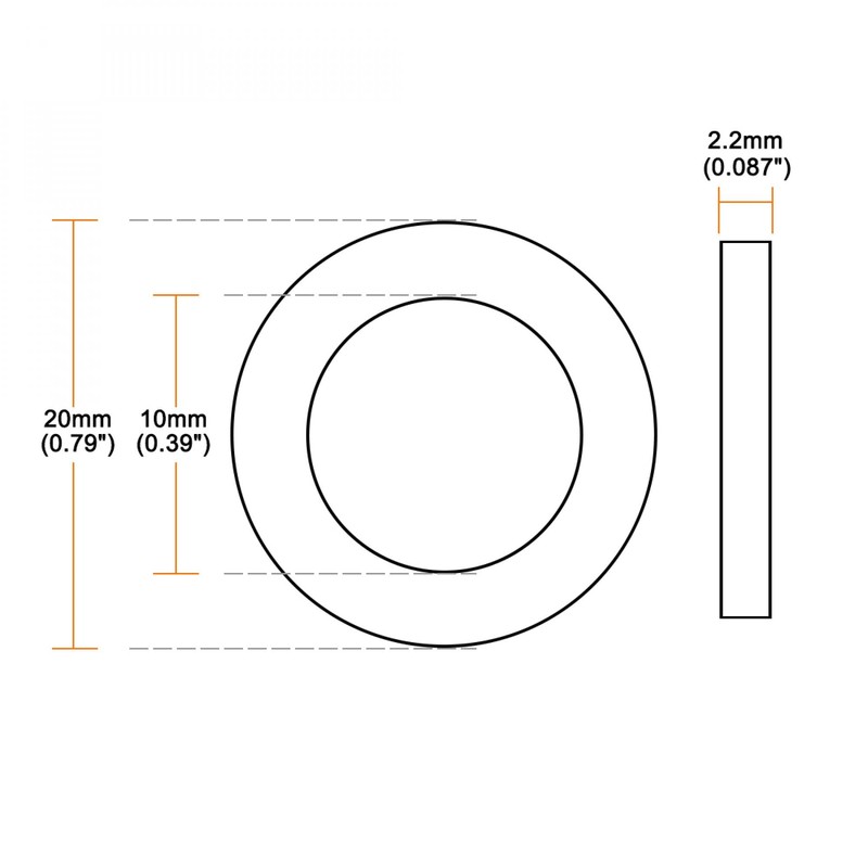 sourcing map Rubber Flat Washers 20mm OD 10mm ID 2.2mm