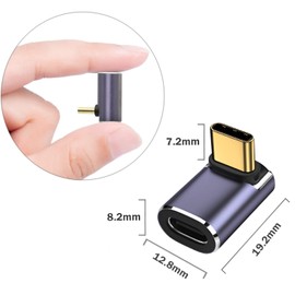 zoerbufan USB C 90 Degree Adapter, 2 Styles USB Type C Male to Female Adapter, Right Angle Extender Connector for Steam Deck, Meta Quest, MacBok, Smart Tablet & Phone and More(F)