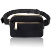 MUNSKT Bumbag with Adjustable Belt, 3 Zipper Pockets Black Fashion
