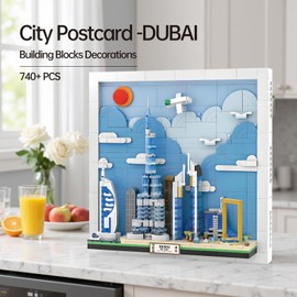 KGUMVXR Dubai City Postcard Building Block Set Picture Frame Building Kits for Boys and Girls Painting Wall Art Toys for Adults and Kids 740+PCS