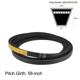 sourcing map A56 Drive V-Belts 56" Pitch Length 13mm Width 8mm Thick JIS Standard A-Section Rubber Drive Transmission Belt 2pcs