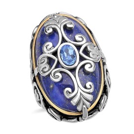 Shop LC Lapis Lazuli Blue Crystal Cocktail Statement Ring Size 8 Christmas Gifts for Women