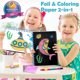 FUNNYB&G Foil Art Kids Arts & Craft Activity: Creative Travel Toy for DIY Activity, Craft Set Kids | Gift Girls 4 5 6 7 8 9 Years (Ocean)