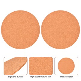 2-Pack 6" Cork Coasters, Round Cork Plant Saucers for Gardening, Cork Trivets for Hot Pots and Pans, Absorbent Cork Mat for Wine, Coffee & Drinks, Cork Board for DIY Craft Supplies (A)