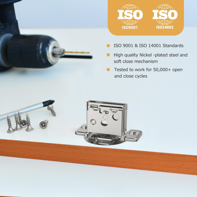 Furniware 2 Pieces 3/4" Small Overlay Concealed Face Frame Hinges,