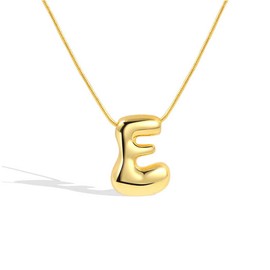 Bubble Letter Necklace,Bubble Initial Necklaces for Women,A-Z English Letter Pendant Necklaces Jewellery for Ladies Daughter Sister (Gold-E)