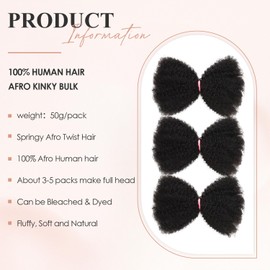 Teresa Springy Afro Twist Human Hair for Braids and Dreadlocks, Natural and Soft pre Fluffed Spring Twist Hair Can be Dyed and Bleached (22 Inch, 50g/Pack)