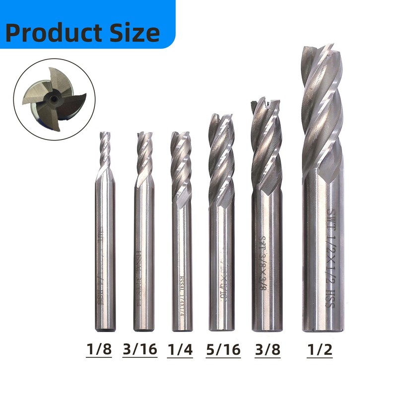 Vleant CNC Machine End Mill Set - HSS Square Nose