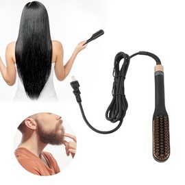 Peine Eléctrico para Alisar la Barba, Cepillo Alisador de Barba Multifuncional, Herramienta de Peinado para Hombres (Enchufe de EE. UU.)
